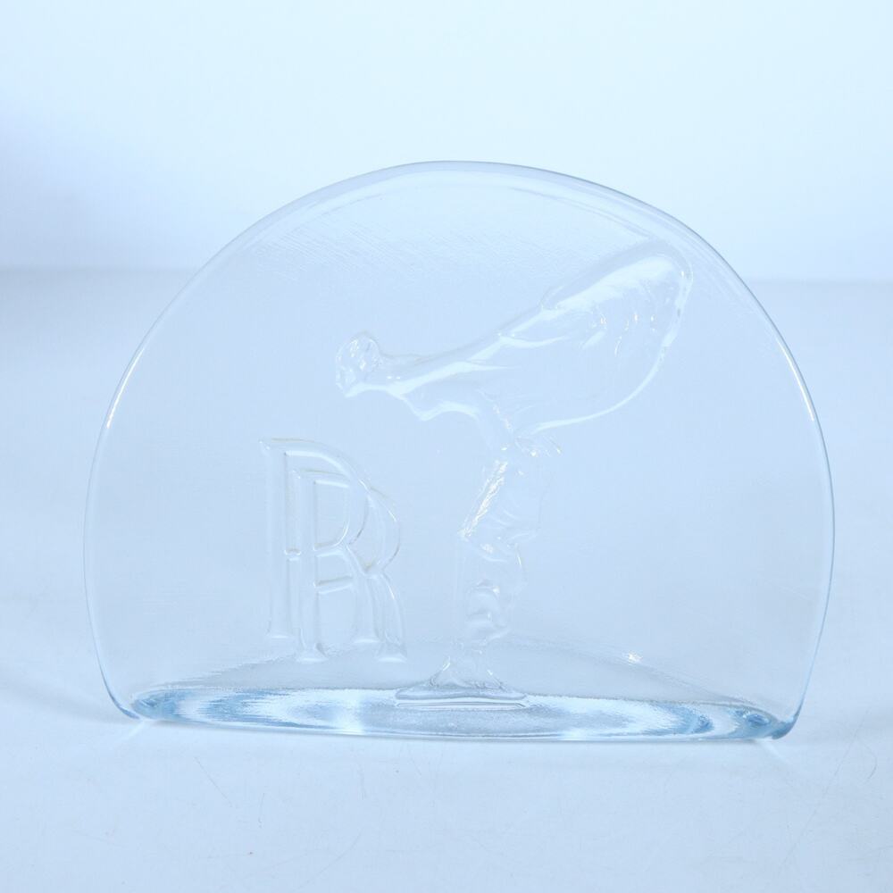 Vintage Blenko Clear Glass Handmade Rolls Royce Spirit Of Ecstasy Desk Plaque